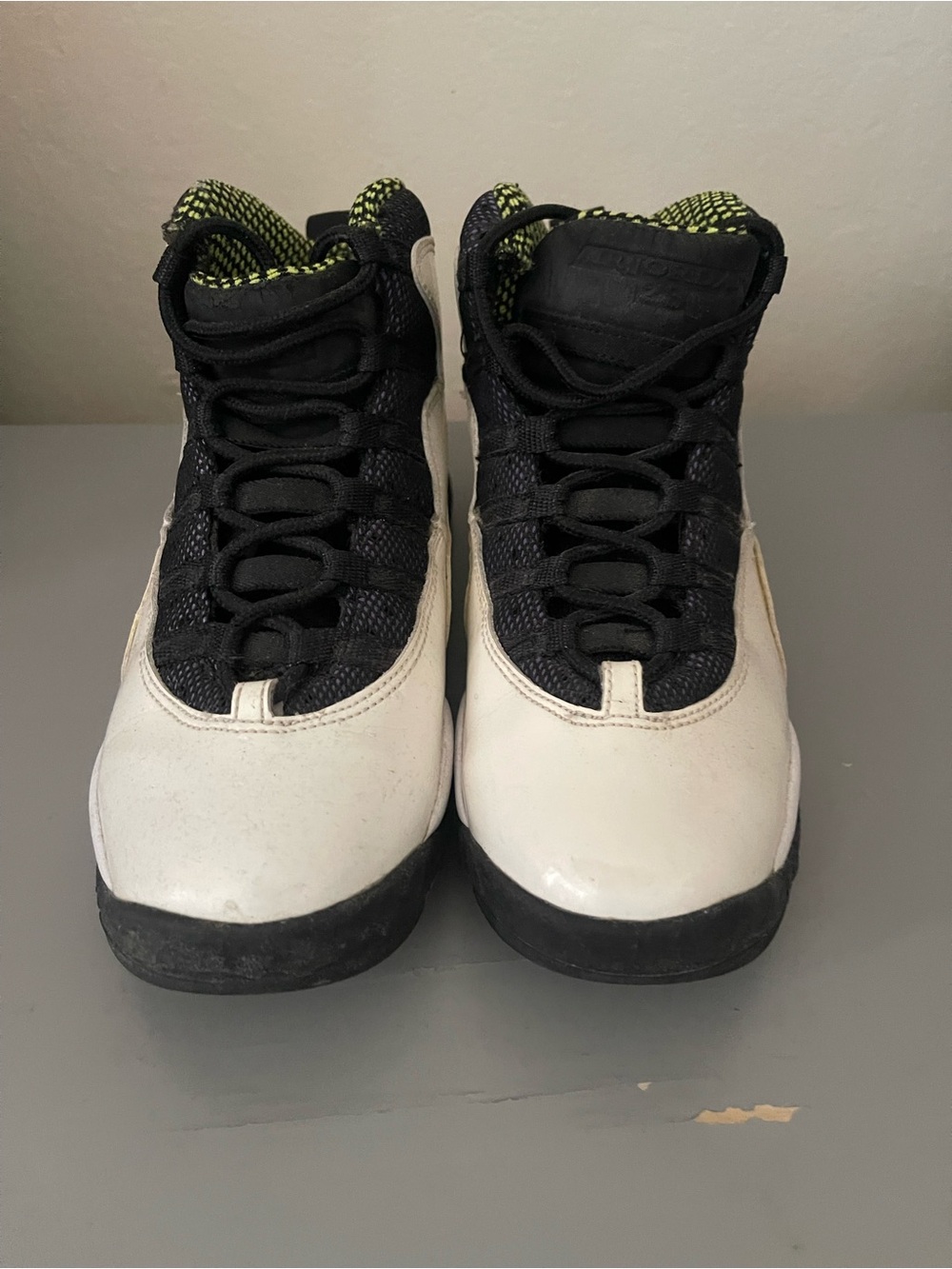 Jordan Kids Black, White and Neon Green High-Top Sneakers